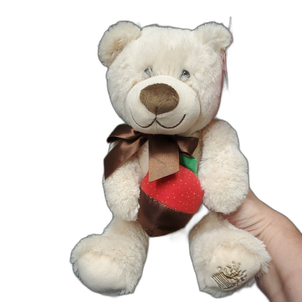 Soft Berry Loved Bear 2013 9" Tan Plush Holding A Chocolate Strawberry